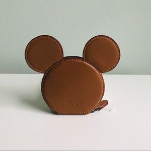 NWOT Coach x Disney Mickey Ears Leather Coin Case